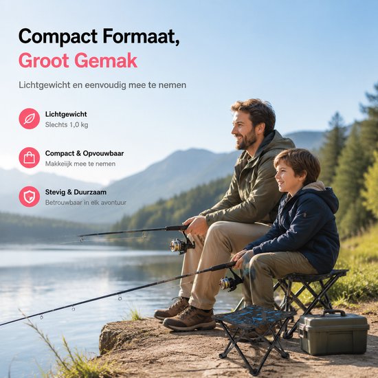 BOTC Opvouwbare Kampeerkruk - Mini Opvouwbare Kruk - 29x29x 29cm - voor Volwassenen, vissen, wandelen, tuinieren en strand met draagtas - Blauw van Merkloos — afbeelding 2