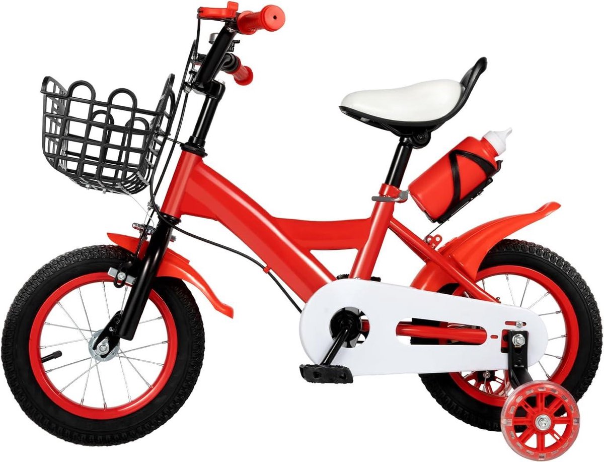 Kinderfiets 12 inch - Jongensfiets Meisjesfiets - Leren Fietsen - Dubbele Remmen - 12 inch - Rood
