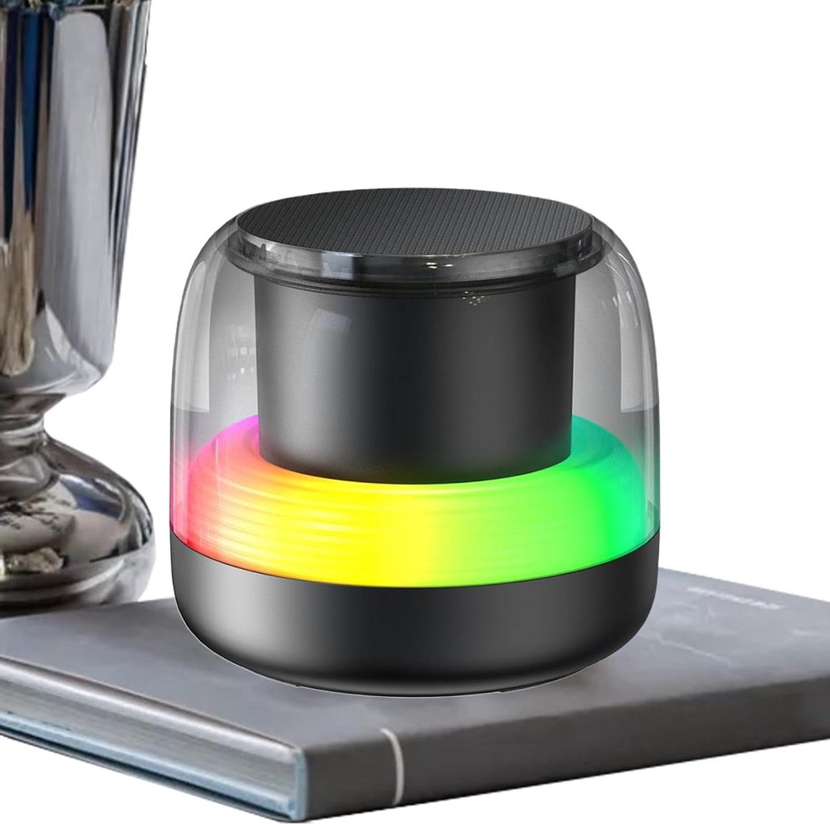 Mini Luidspreker - Muziekspeler Speaker - Draadloze Muziek - RGB Lichteffecten - 9.4 x 9.4 x 8.2 cm - Zwart