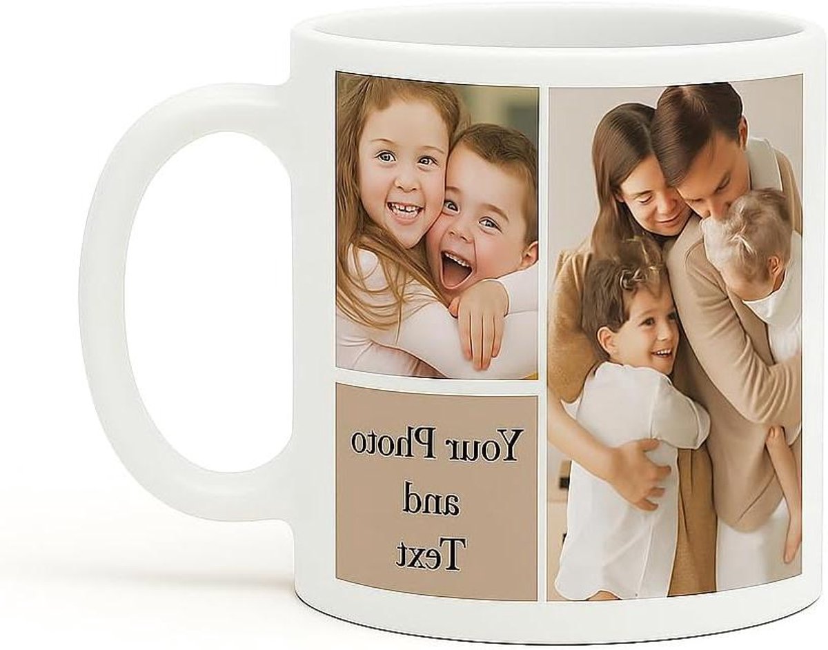 Gepersonaliseerde mok - Fotomok Eigen mok - Cadeau geven - Dubbelzijdig bedrukt - 330 ml - Wit