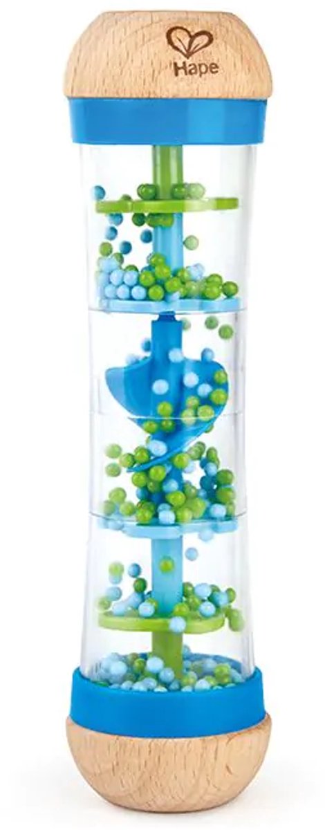 Hape Regenmaker Blauw - Houten Babyspeelgoed met Kalmerende Regengeluiden vanaf 0 Maanden — afbeelding 10
