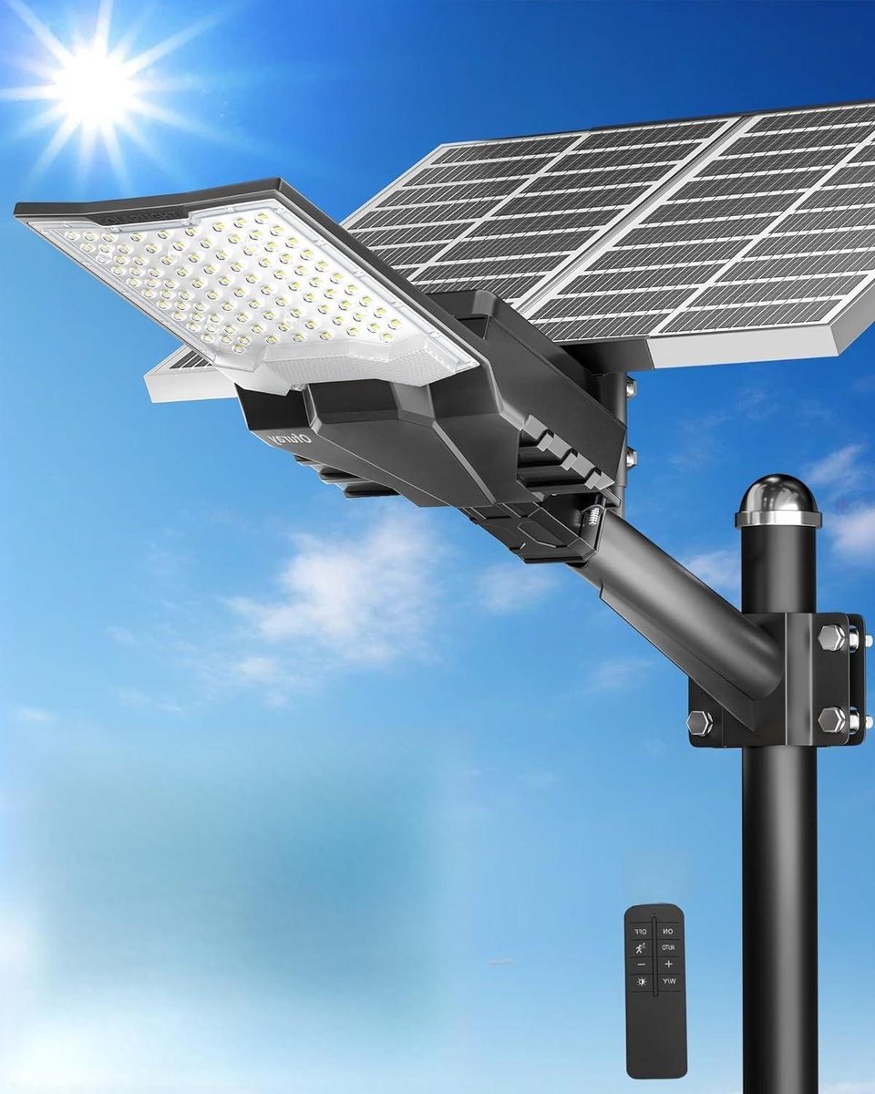 Solar Lantaarn - Buitenlamp - Tuin Verlichten - 8000 Watt Kracht - Paalmontage - Zwart