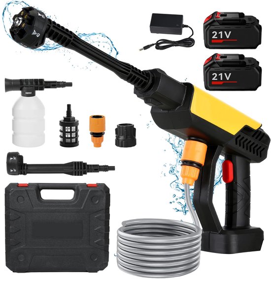 Solvix Hogedrukreiniger - Hogedrukreinigers - Hogedrukreiniger Accu - Hogedrukspuit Draadloos - 6-in-1 Waterpistool - Met Batterij en 5M Slang - Voor Auto, Tuin en Terras van Merkloos	 — afbeelding 4