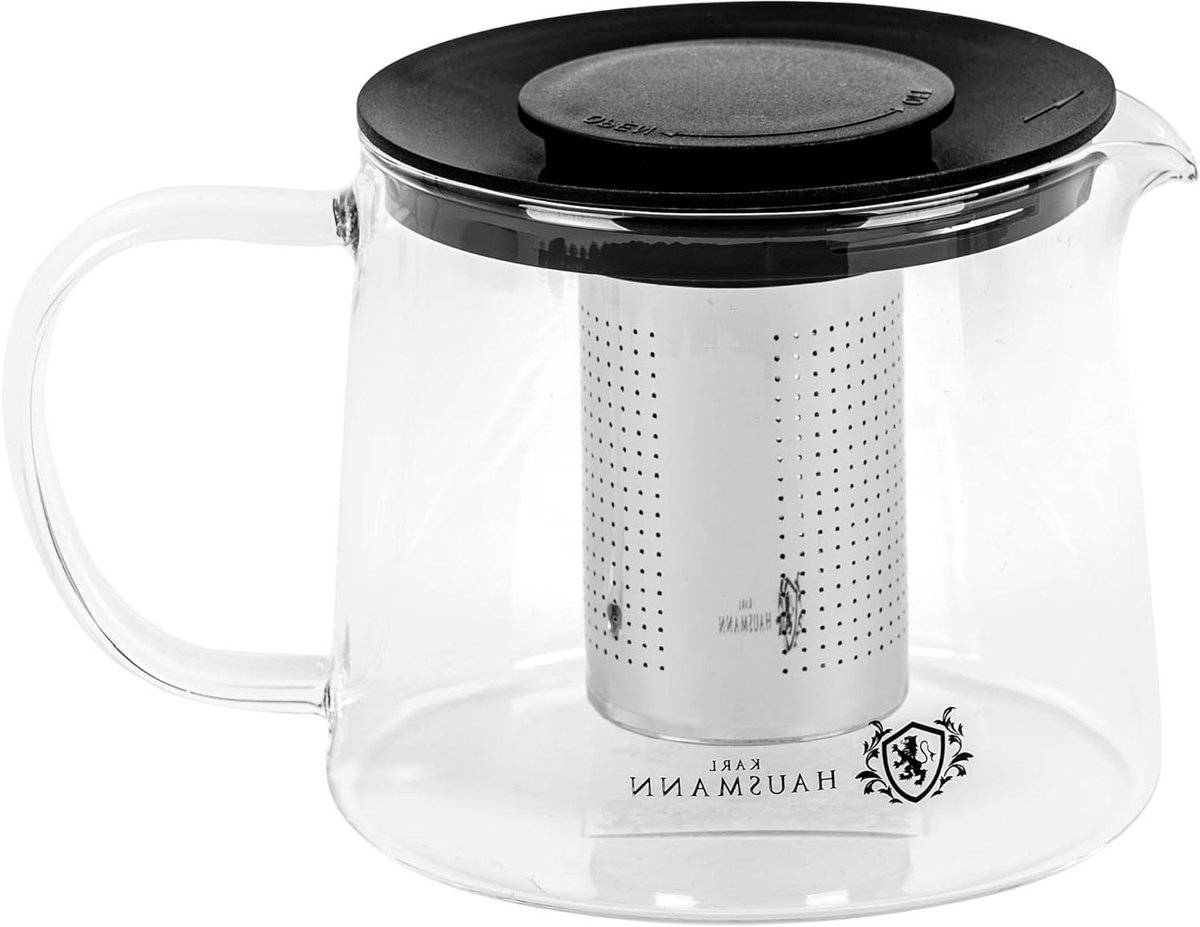 Glazen Theepot - Theemaker Infuser - Warme Dranken Maken - Direct Op Kookplaat - 1 Liter - Zwart