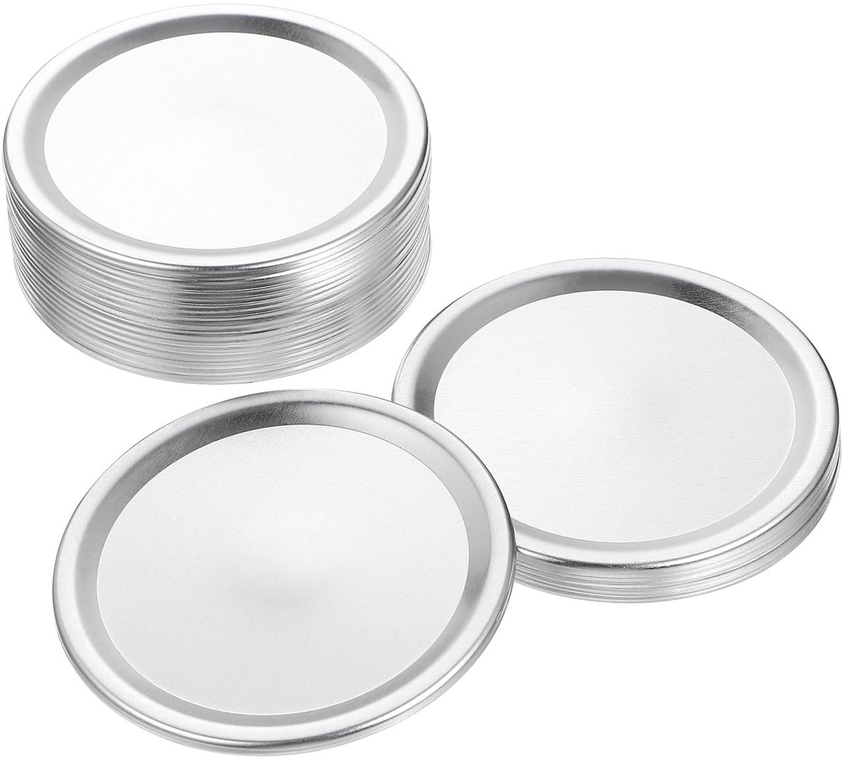 aladdien - Jar deksel - Conserveren - Herbruikbaar - Zilver - Lekbestendig - Geschikt voor Mason Jars - 24 stuks