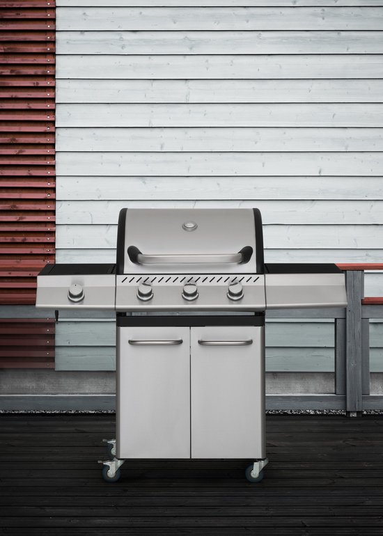 Mustang Gasbarbecue Knoxville 3+1 RVS - met 3 Branders en Zijbrander - 12,8 kW - Gietijzeren Grillrooster van Mustang — afbeelding 3