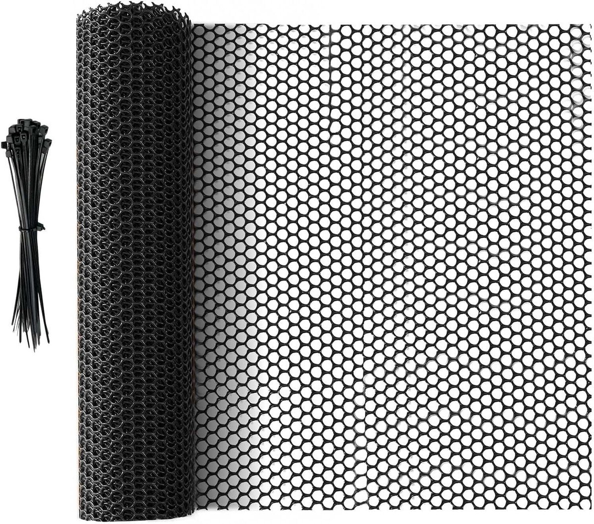 longziming - Omheiningsnet van Kunststof - 5m × 40cm - Dierwerende Tuinafscheiding - Beschermingsnet - Kunststof Gaas Rol - Discrete Zwarte Integratie - Voor Hond, Kat, Kip Of Kleine Dieren - zwart