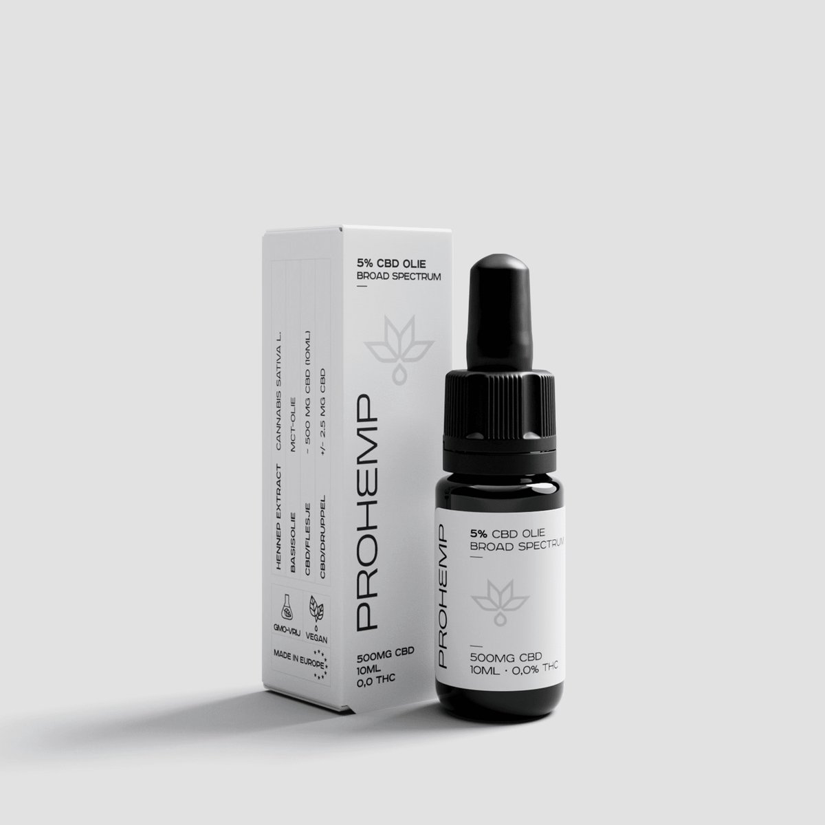 ProHemp CBD Olie 5% Broad Spectrum 10 ml – CBD Druppels met Cannabidiol, CBG, CBN, CBC en Terpenen – THC Vrij Broad Spectrum Hennepextract – Milde CBD Olie met Pipet voor Dagelijks Gebruik en Ontspanning