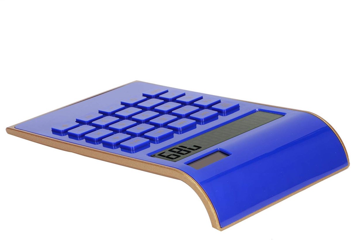 aladdien - Rekenmachine - Grote toetsen - Ergonomisch ontwerp - Blauw - Zonne-desktoprekenmachine - Thuis en kantoor - 10 cijfers