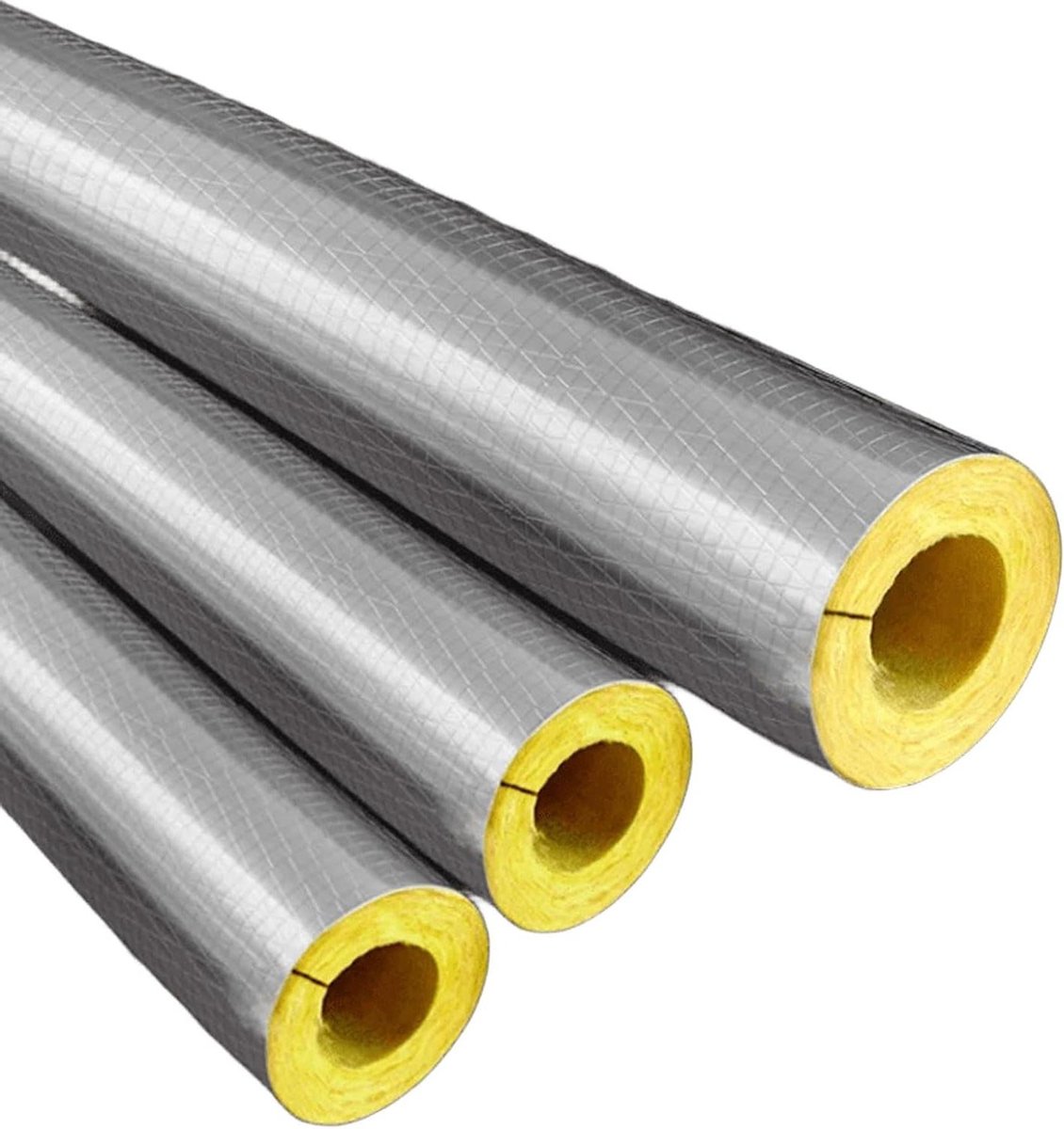 Glaswol Isolatiebuis - Pijp Isolatie Warmteisolatie - Leidingen Isoleren - Hittebestendig Vlamvertragend - 3.3ft Lengte - Aluminiumfolie