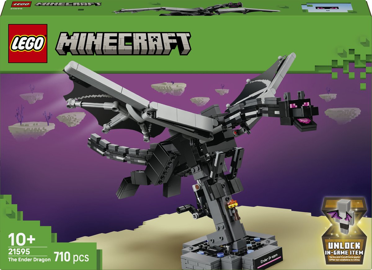 LEGO Minecraft De Enderdraak Draak Speelgoed voor Kinderen en Kinderkamer Decoratie 21595