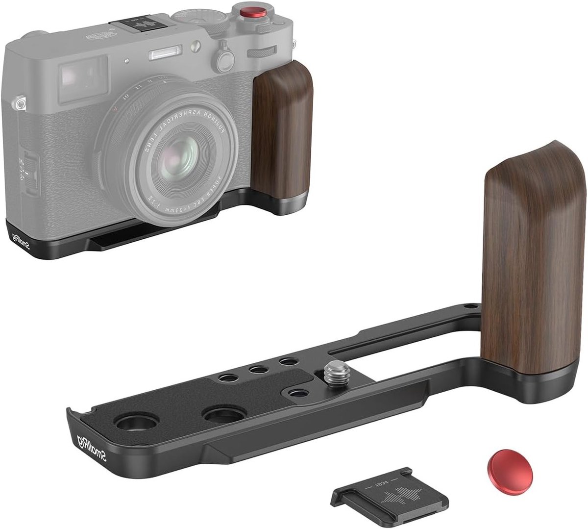 Houten L-vormige Handgreep voor FUJIFILM X100VI/X100V Camera met Snelle Ontgrendeling, Sluiterknop en Hot Shoe Cover, Ideaal voor Videografie en Fotografie