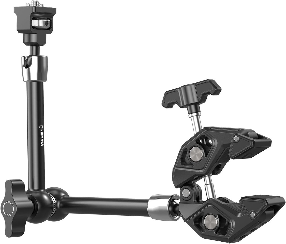 Magic Arm Crab Claw Clamp met Anti-deflectie en Uittrekbare Pin, 1.5kg Draagvermogen voor GoPro, DSLR, Monitor en Actiecamera's