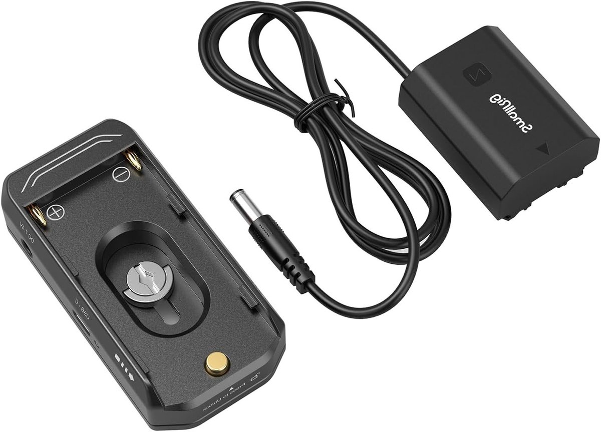 Batterijadapter Bevestigingsplaat met Dummy Batterij voor A7IV, FX3, FX30, A7RV, A7SIII, A7CII, A7CR, USB-C Poort en Dubbele DC Uitgangen, Compatibel met NP-F970 en NP-F550 voor Professionele Fotografie en Videografie