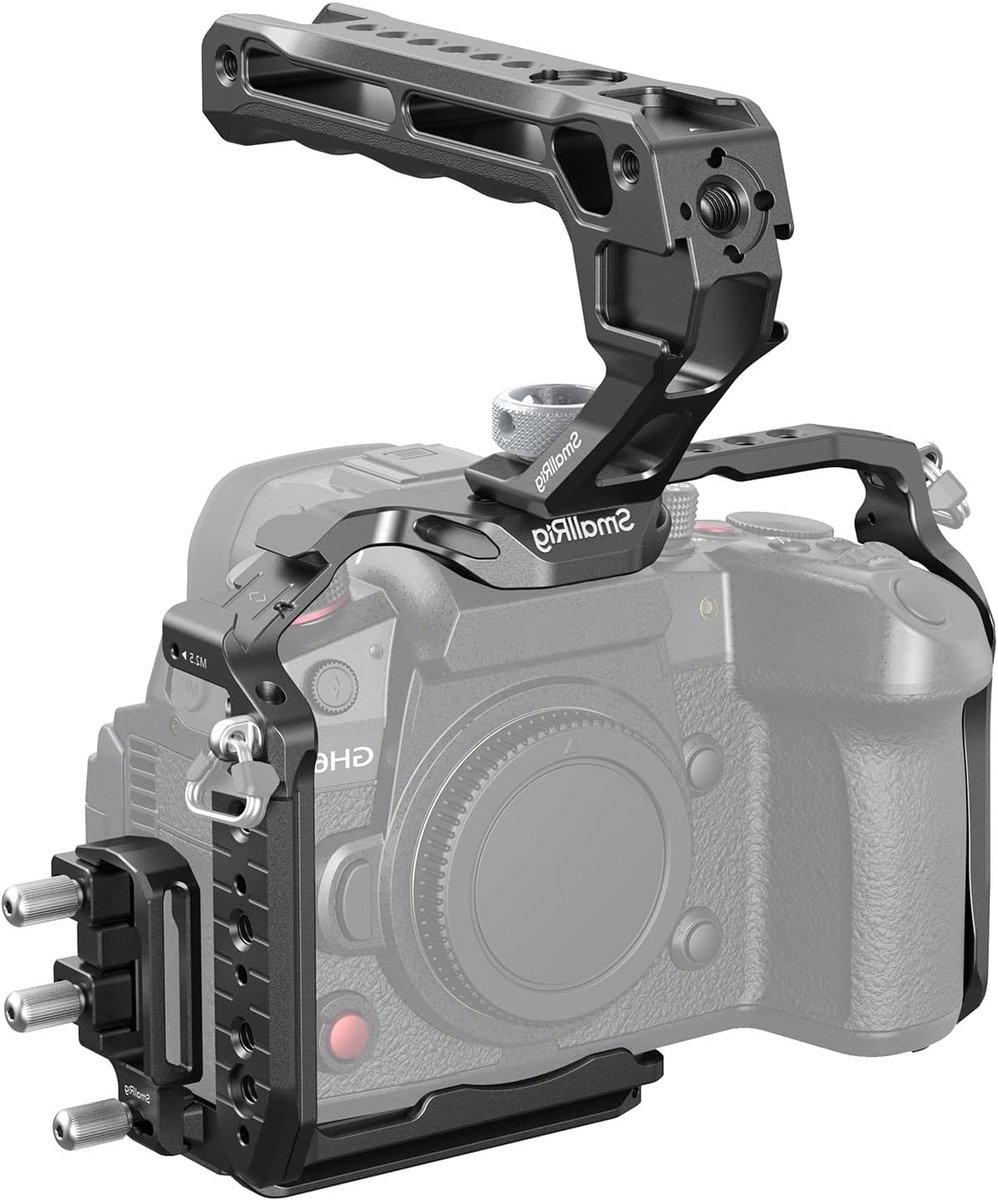 Quick Release Cage Kit voor Panasonic LUMIX GH7/GH6 met Top Handle, HDMI & USB-C Kabelklem, Geschikt voor Videoproductie en Fotografie - 4825
