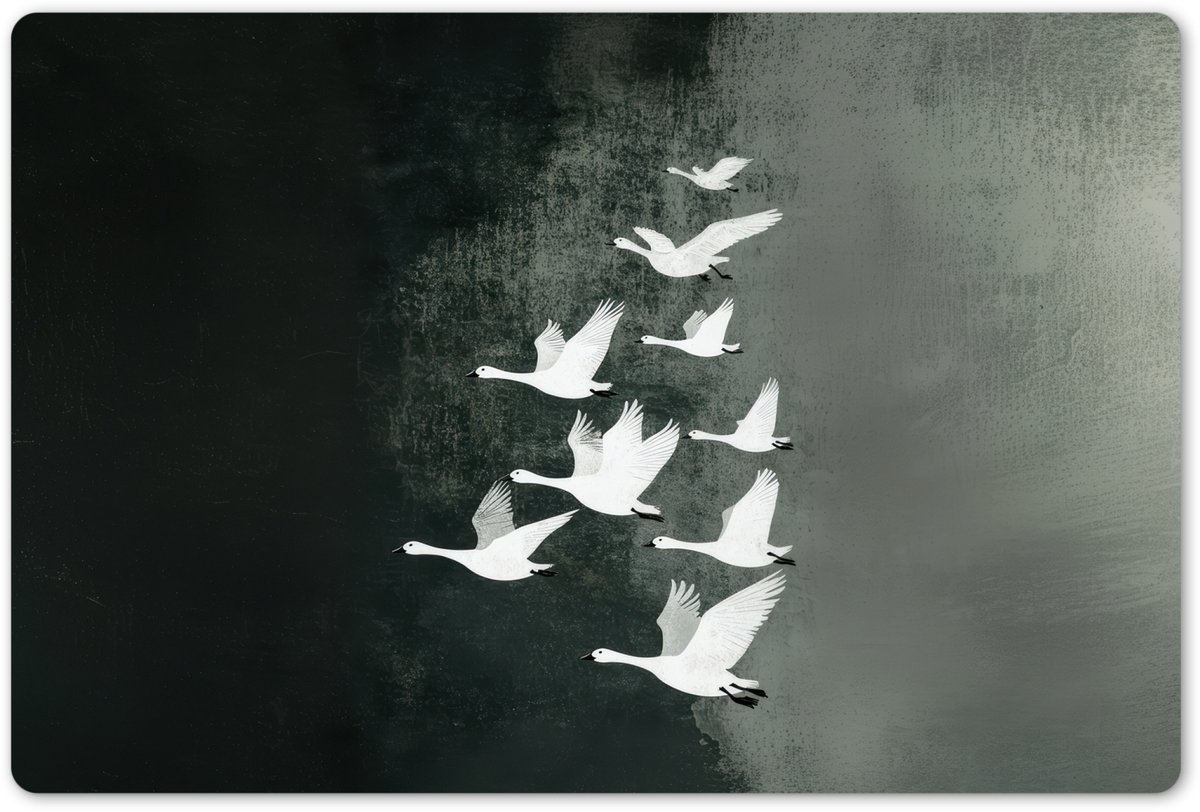 Placemats 45x30 cm - Placemat kunststof - 1 stuk - Vogel - Japandi - Groen - Borden onderleggers - Decoratie voor op tafel - Keuken tafeldecoratie accessoires - Vinyl onderlegger - Tafelversiering