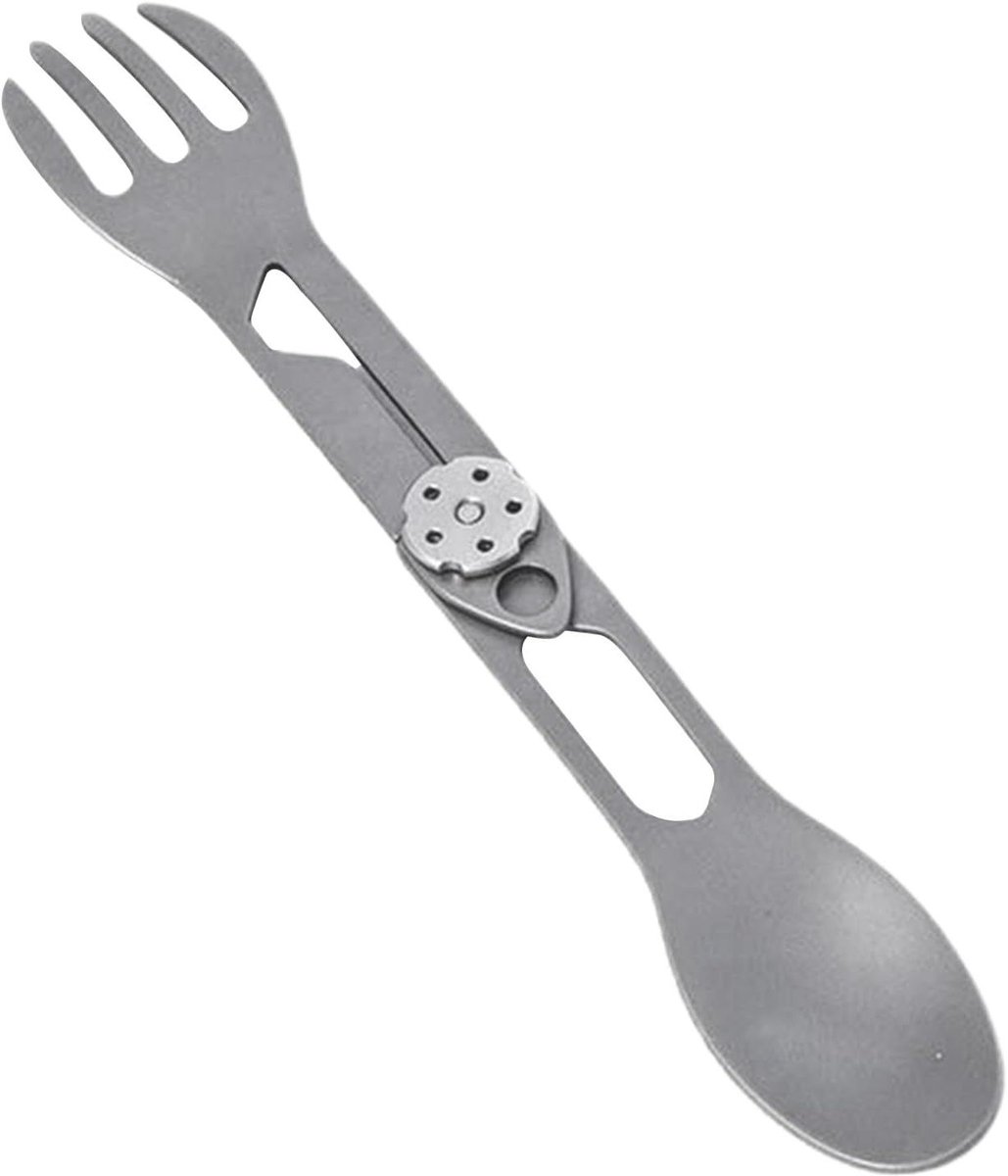 Titanium Spork - Opvouwbaar Bestek - Outdoor Eten - 3-in-1 Functie - 16.7 cm - Zilver