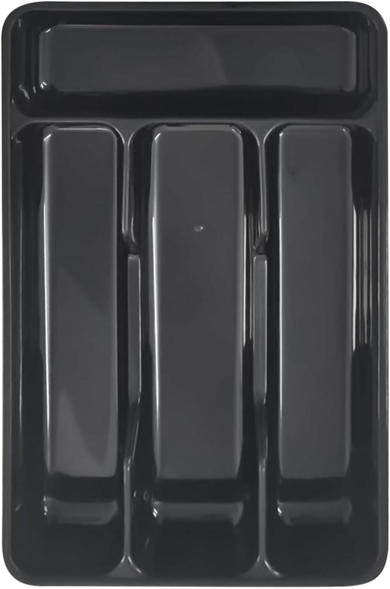 Bestek Organizer - Opbergdoos Keuken - Keuken Ordenen - Vier Compartimenten - 27 cm - Zwart