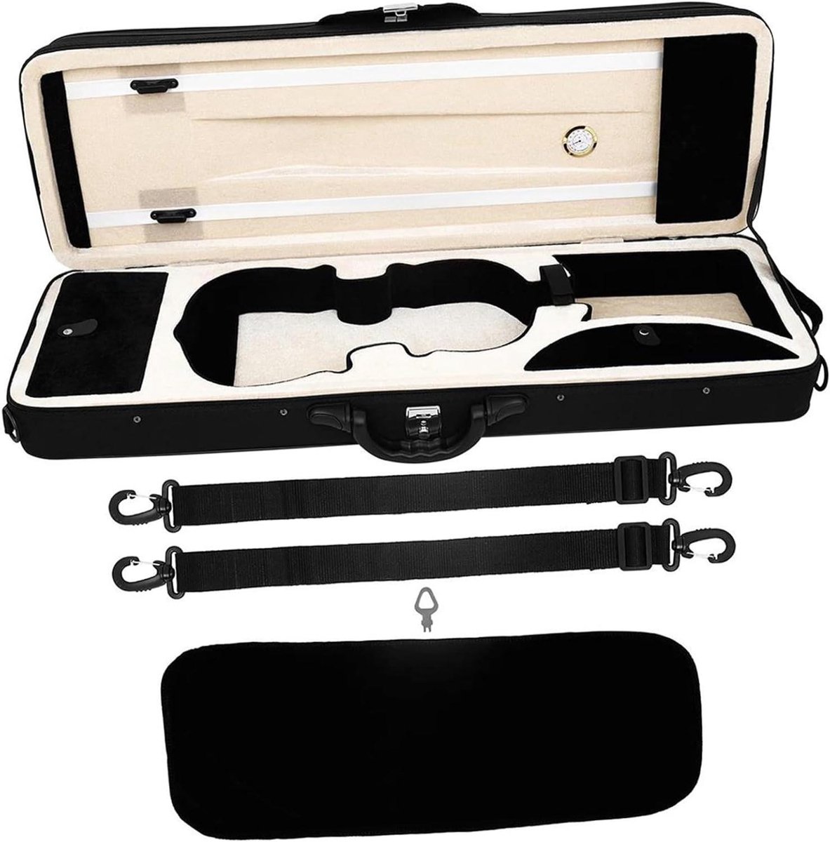 Vioolkoffer - Viool tas gigbag - Viool transport - Ingebouwde hygrometer - 4/4 maat - Zwart