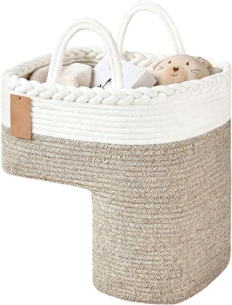 Traprandmand - Opbergmand Trap - Ruimte Besparen - Handgeweven Structuur - 30 x 20 x 10 cm - Linnenkleur