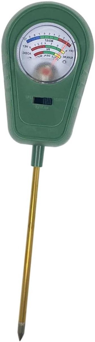 Bodemtestgereedschap - Tuinmeter Vochtigheid PH - Planten Gezond Houden - Meet Vocht Temperatuur PH - 22.5 cm - Groen