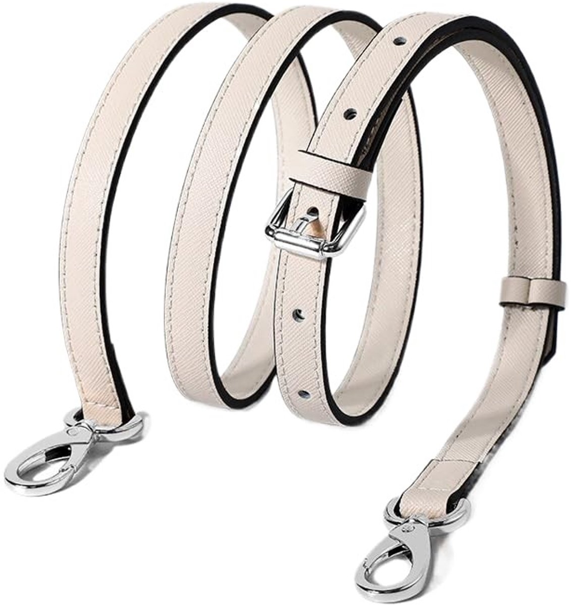 Verstelbare Leren Schouderband voor Handtassen - Breedte 2,5 cm, Beige, 110-130 cm