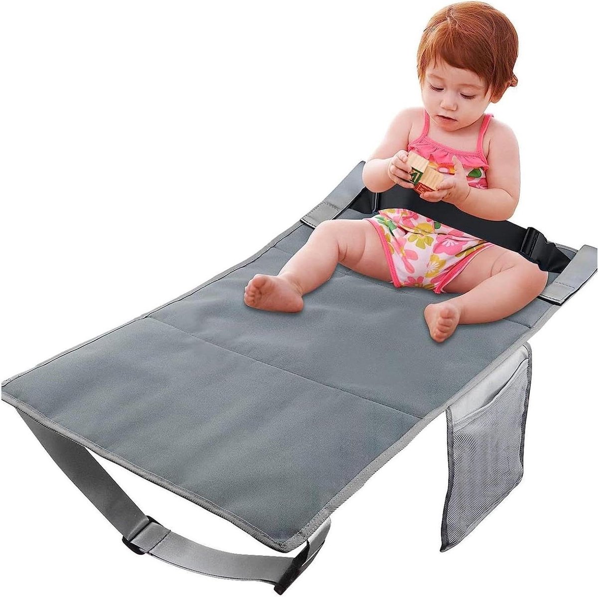 Kindervliegtuigvoetsteun - Peuter vliegtuigbed - Comfortabel reizen - Universele pasvorm - 28 x 22 x 4 cm - Grijs