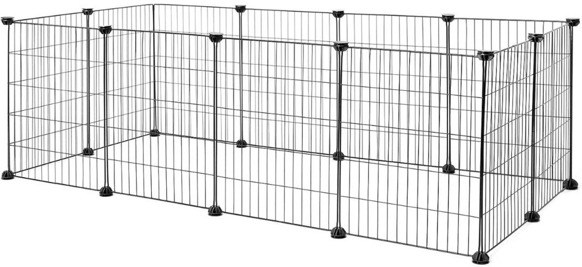 KAD® Hondenren - Puppyren - konijnenren - Dierenren - Zwart - 144cm x 74cm x 46cm