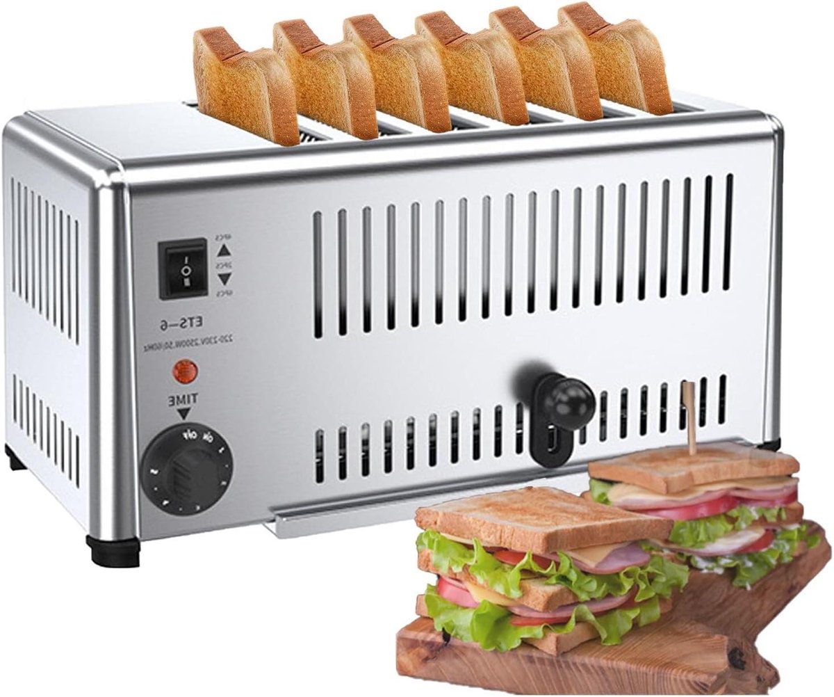 Elektrische Broodrooster - Broodbakmachine Toastapparaat - Ontbijt Bereiden - 6 Broodjes Tegelijk - 6 Slices - Zilver