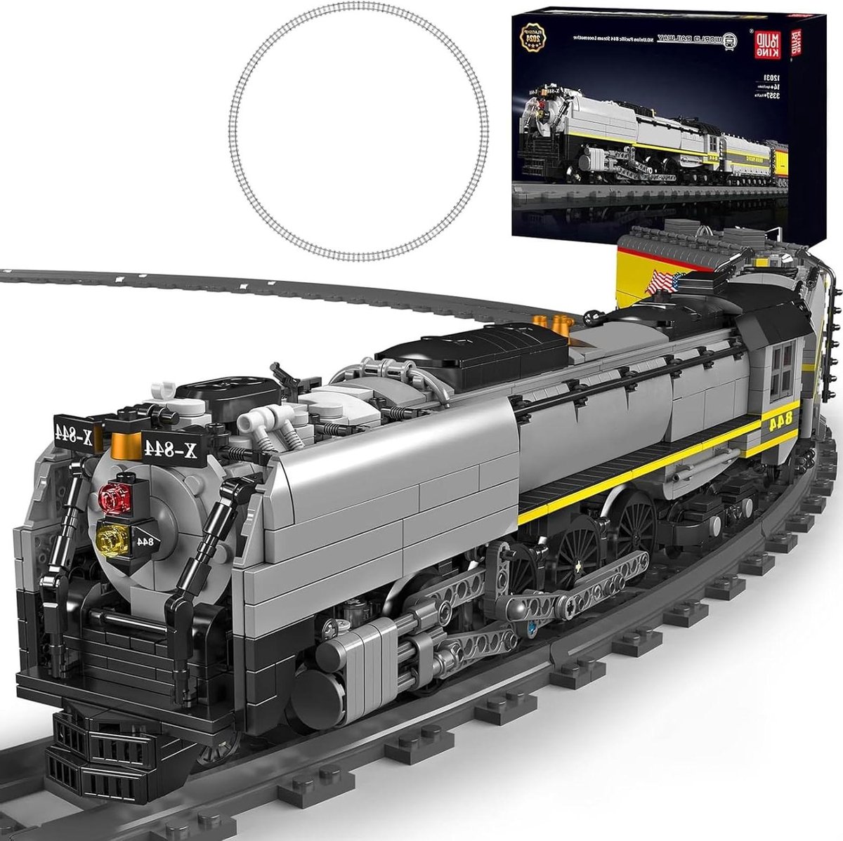 Bouwstenen Trein - Modelbouw Trein - Bouwen en Spelen - Op Afstand Bestuurbaar - 3357 Onderdelen - Geel
