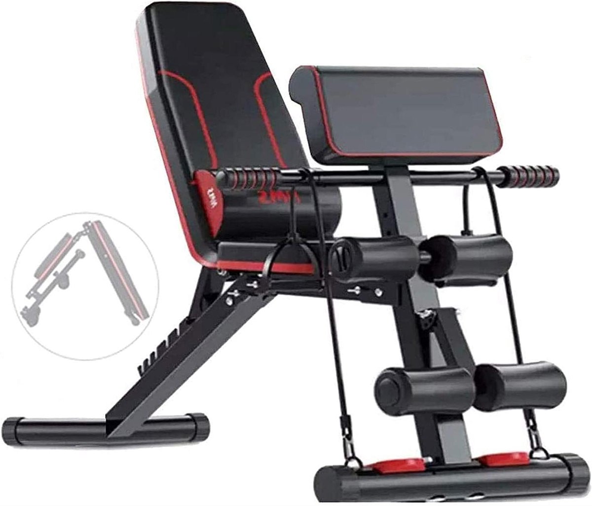 Verstelbare Halterbank - Trainingsbank Opvouwbaar - Thuis Fitness - Plat Helling Daling - Multifunctioneel - Zwart