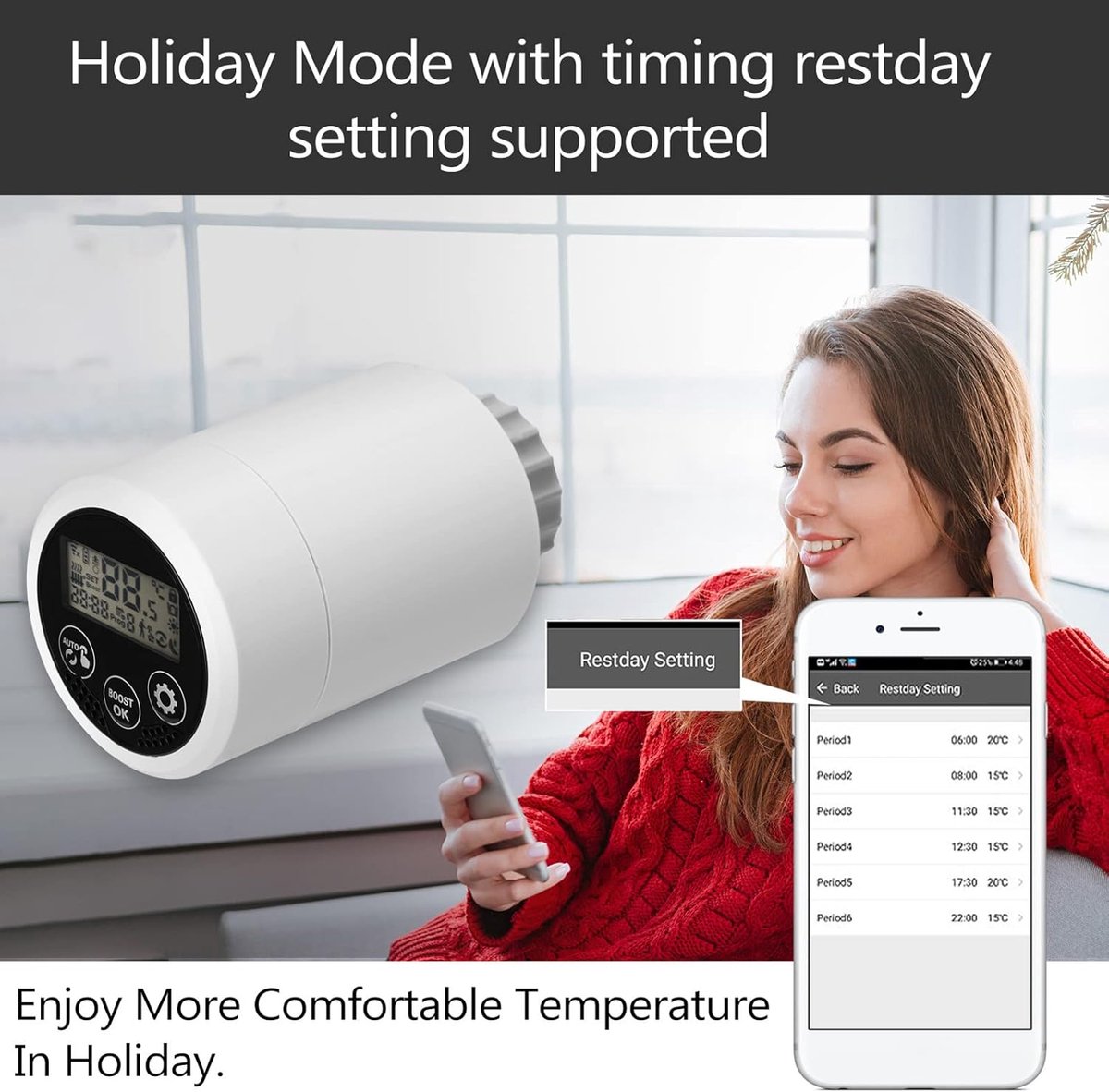 Slimme Thermostaatkraan - Radiatorkraan App - Verwarming Regelen - Zigbee APP Bediening - Standaard Aansluiting - Wit