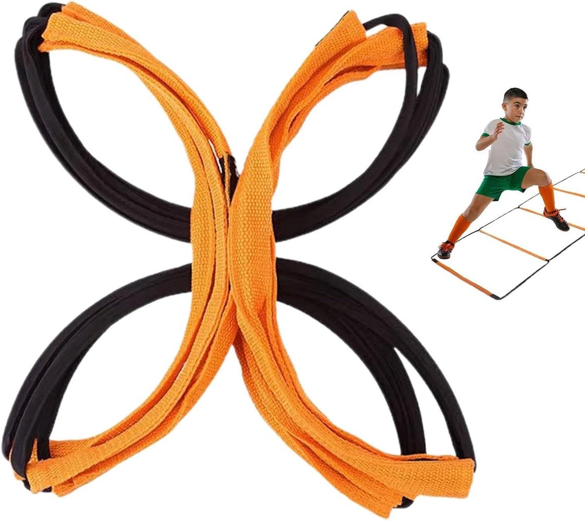 Snelheidsladder - Behendigheidsladder Trainingsladder - Sporttraining Verbeteren - Multifunctioneel Ontwerp - Verstelbare Lengte - Oranje Zwart