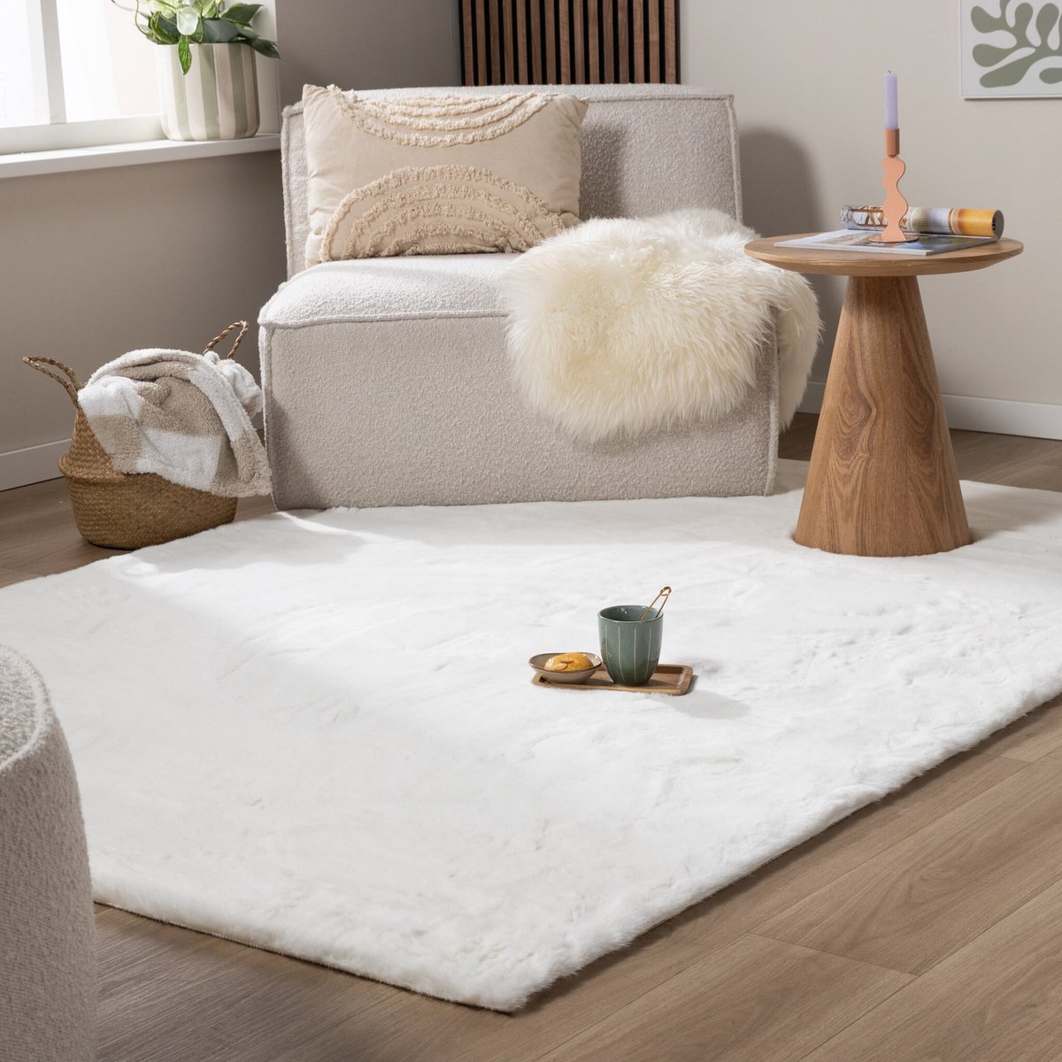 Zacht Hoogpolig vloerkleed - Comfy Supreme Wit - 160x230cm