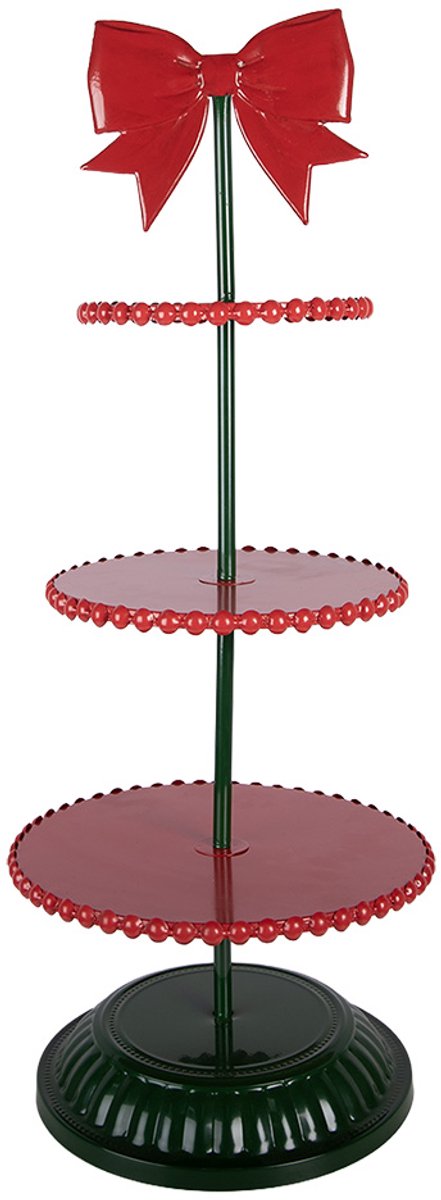 Clayre & Eef Etagère 3 laags Ø 31x80 cm Rood Metaal