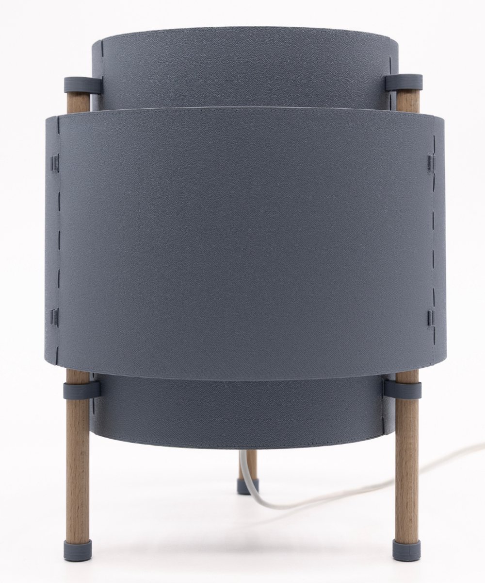 Home 3D® - Tafellamp Grijs - Beukenhout - 30 cm - E27‑fitting - Ontworpen en Gemaakt in Nederland