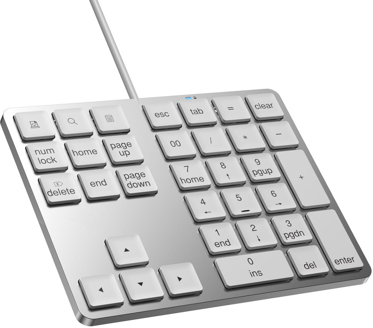 NÖRDIC Numeriek Toetsenbord USB-C – 34 Toetsen Numpad met 2x USB-A Hub & USB-C Poort – Bedraad – Voor Windows Laptop & PC