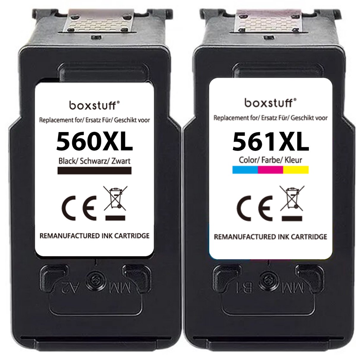 Boxstuff Inkt geschikt voor Canon PG-560XL + CL-561XL – Inkt Cartridge 2-pack voor Canon Pixma TS5350 / TS5351 / TS5352 / TS5353 / TS7450 / TS7451 / TS5350A / TS5400 Series / TS5450 / TS7450 Series / TS5355 Printer - Pack Kleur en Zwart