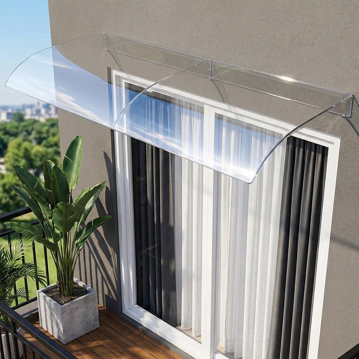 Buitendeur Overkapping - Regenbescherming Terras - Bescherming tegen Weer - Solide Plastic Dakplaten - 35x290cm - Transparant