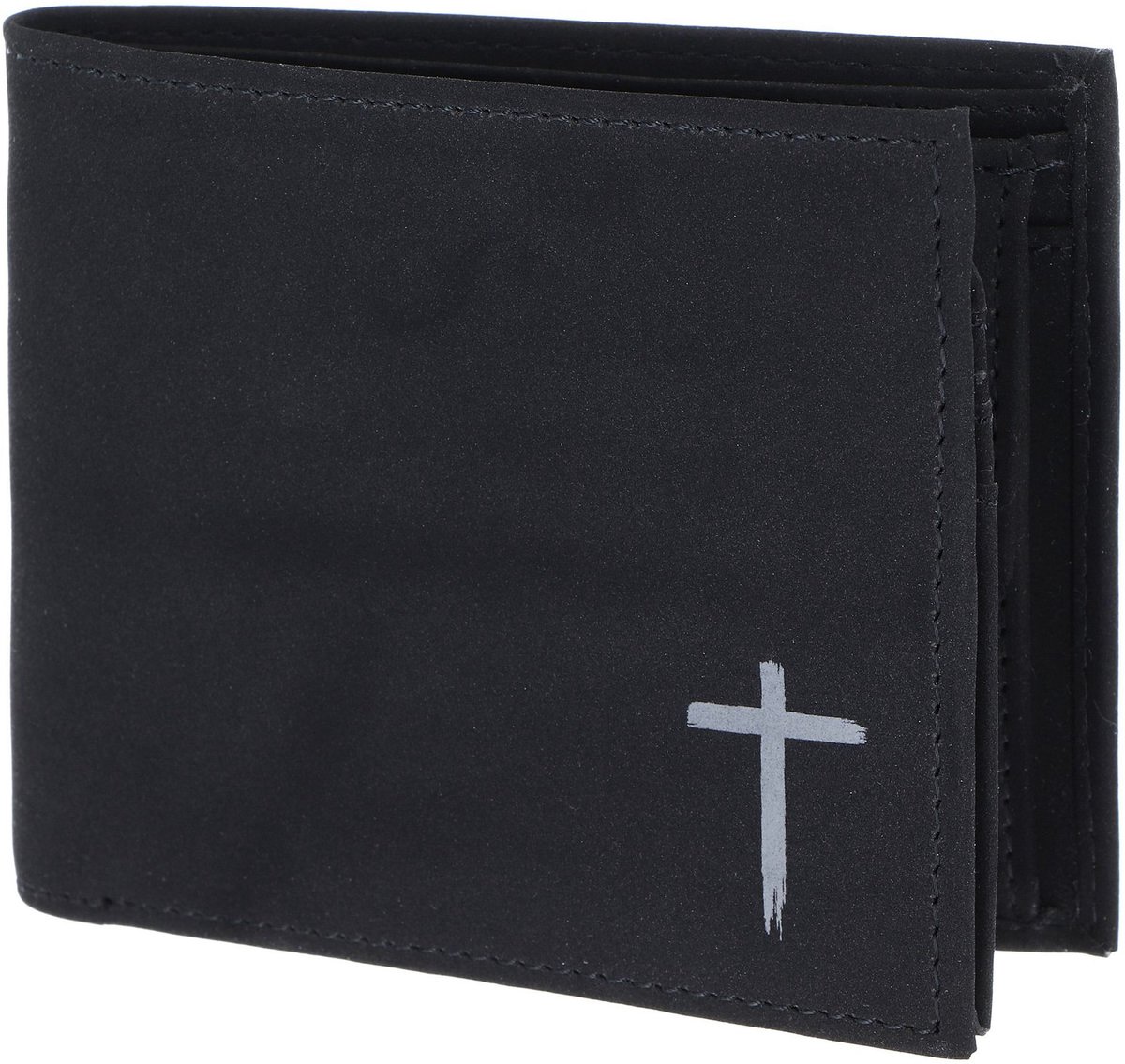 oxmox portemonnee New Cryptan RFID Protect Querscheinbörse Freedom Cross Print Grey Black zwart