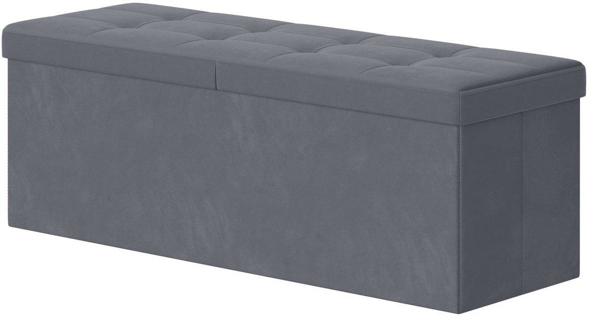 Opbergbank met deksel - 38 x 76 x 38 - MDF en fluweel - Draagvermogen tot 300 kg - Scharnierend deksel