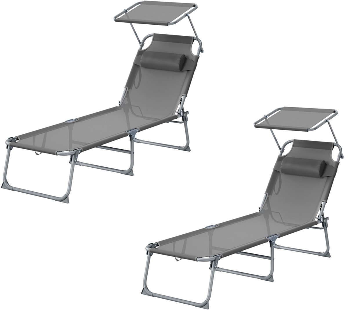 Opklapbare ligstoel - Set van 2 - Aluminium en kunststof - Draagvermogen tot 110 kg - Verstelbare rugleuning
