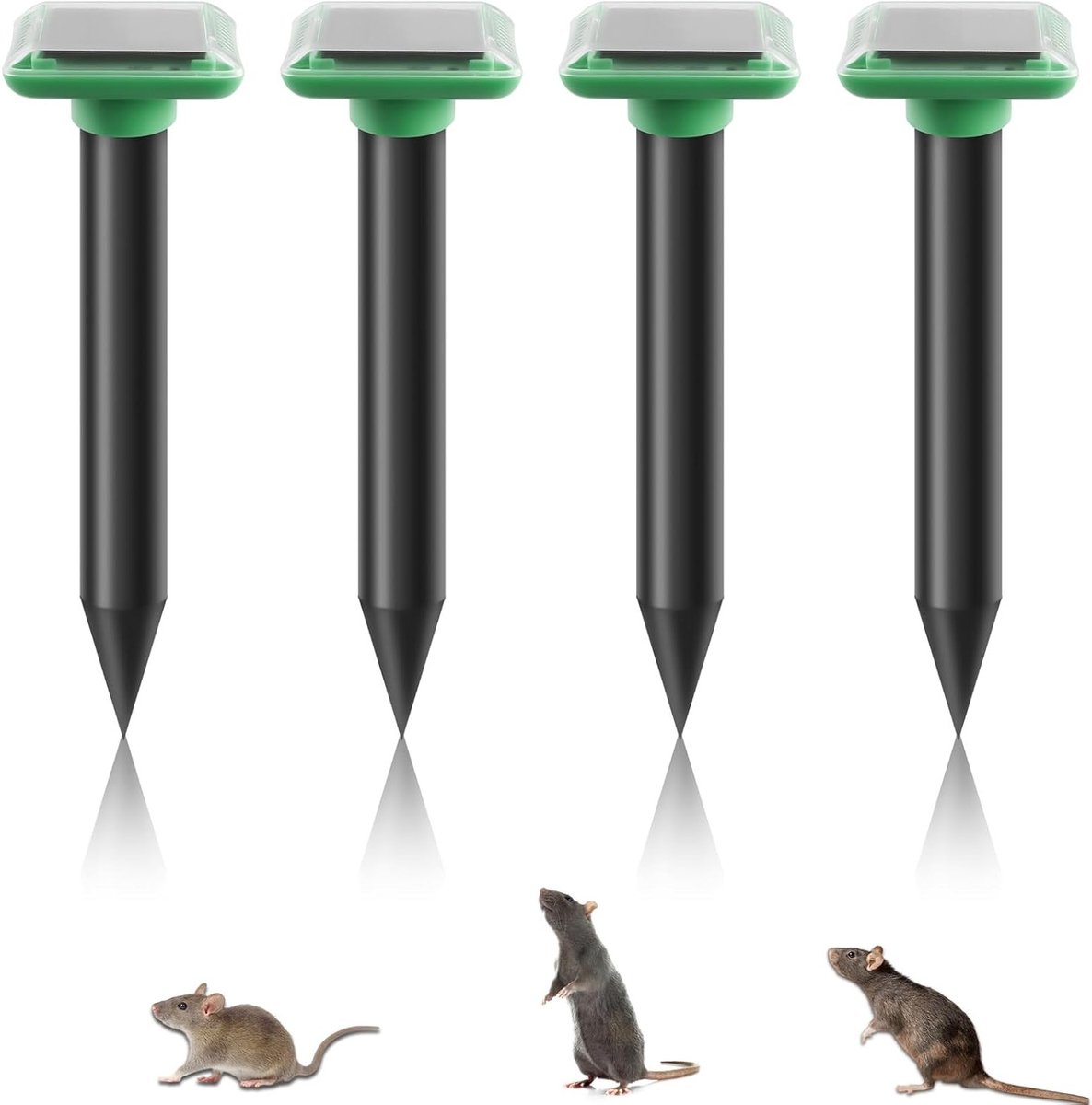 4 Stuks Zonne-energie Ultrasone Mollenafschrikkers voor Effectieve Ongediertebestrijding in Tuin en Gazon