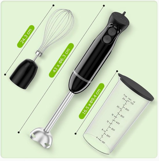 Staafmixer Set - Keukenmixer Garde - Eten Bereiden - 1000W Krachtige Motor - 700 ml Beker - Zwart — afbeelding 3