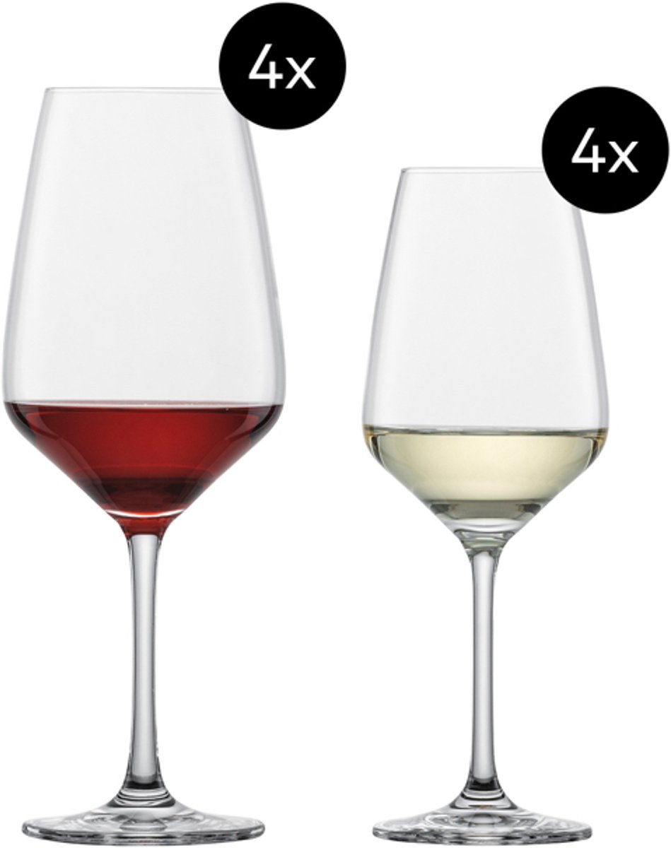 Schott Zwiesel Tulip - Wijnglazen - Witte wijnglazen - Rode wijnglazen - Set van 4x Witte wijnglas en 4x Rode Wijnglas - 356 en 497 ML - 8 stuks