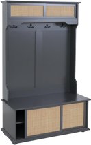 Garderobekast MCW-P25, halgarderobekast, houten garderobekast, melamine Kubu Rattan 163x100x47 cm ~ donkergrijs