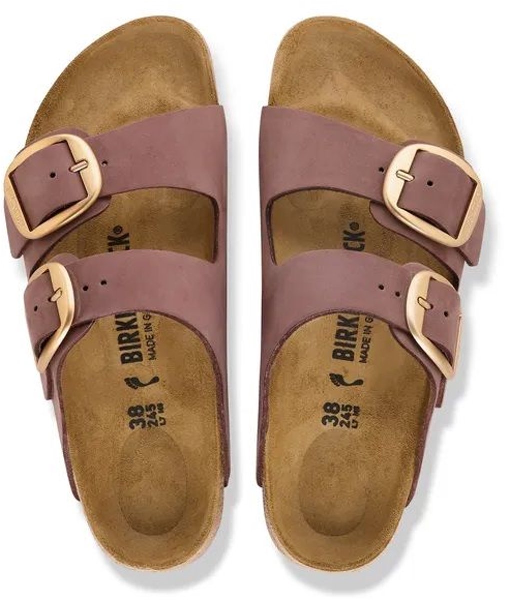 Birkenstock Arizona Big Buckle Nubuck Leather Pepper Narrow Bordo