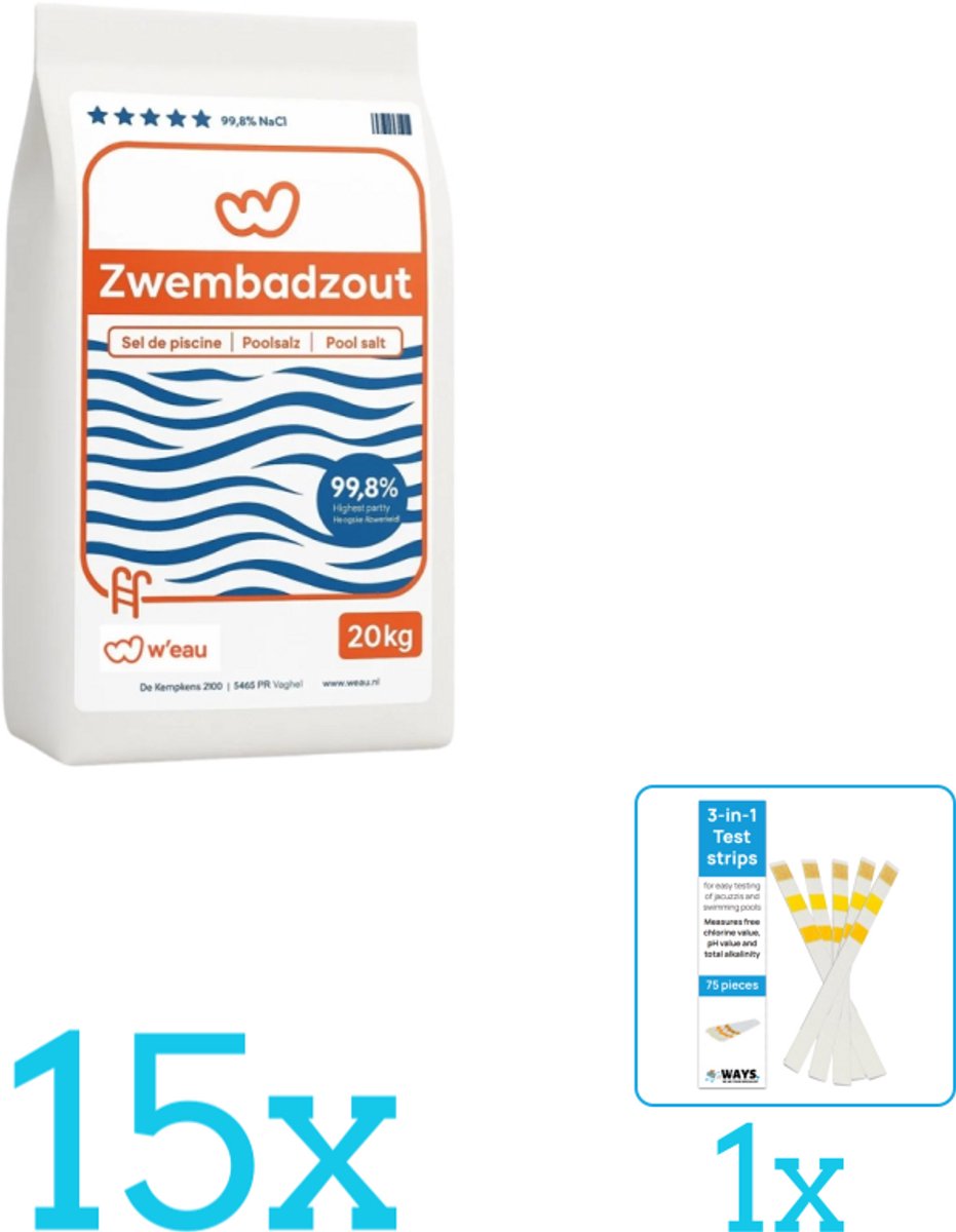 WEAU - Zwembadreinigingsmiddel - Zwembadzout - 20 kg - Volumebundel - Zwembadzout - 15-delig