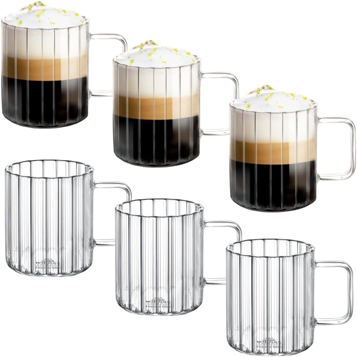 Wilmax England Thermo Glass - Glazen Beker Set - 300 ml - Set van 6 - Transparant - Hittebestendig Glas