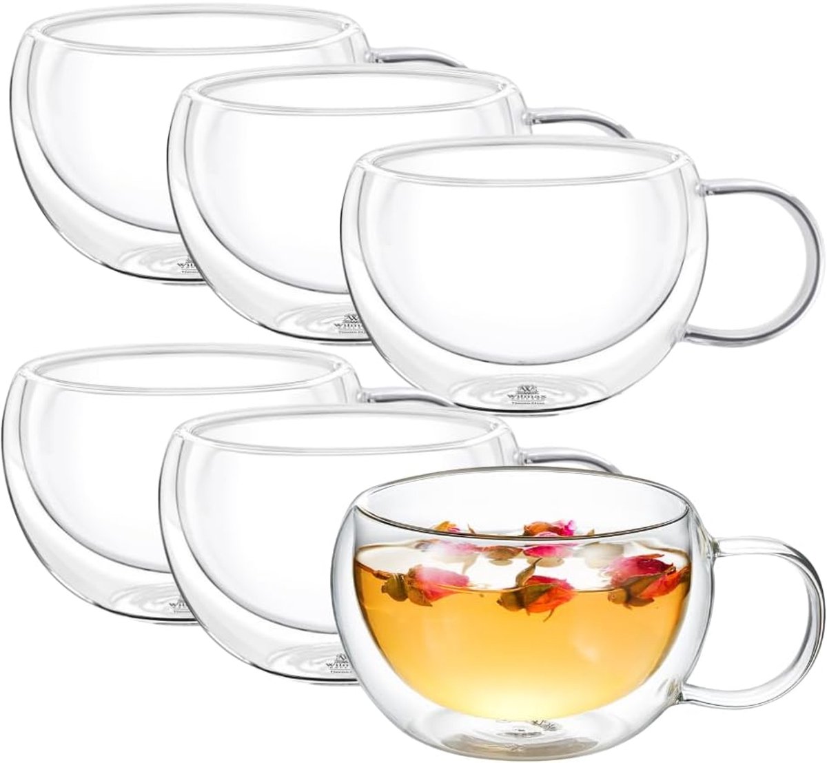 Wilmax England Thermo Glass - Dubbelwandige Glazen Mokken - 250 ml - Set van 6 - Transparant - Borosilicaatglas